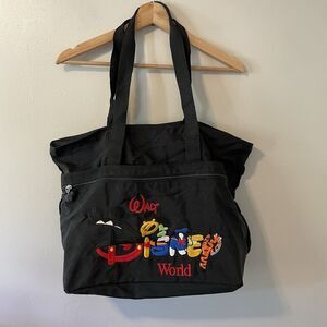 Walt Disney Vintage Nylon Tote Bag Embroidered Characters Mickey